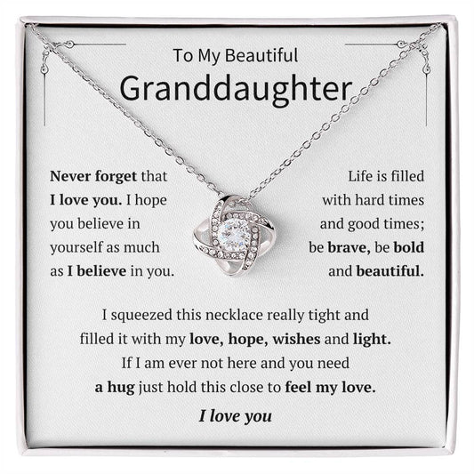 To My Granddaughter - Love Knot Necklace